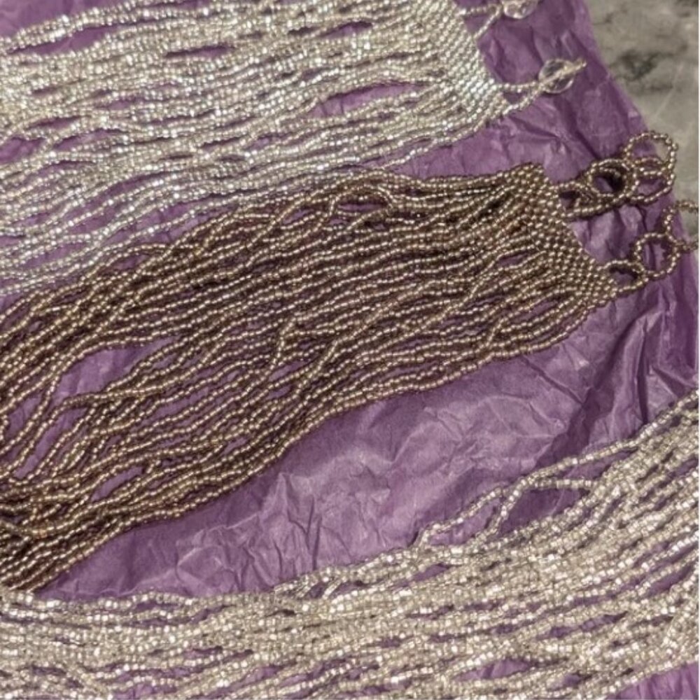 Beaded Fringe Necklace and Bracelet Set